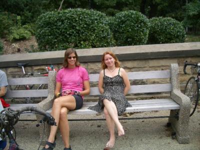 Hannah & Christine. Bench at 3rd Street & Prospect Park West. Waiting for the rest of the group.