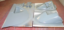 Molds sprayed with Duratech ready for the fiberglass.