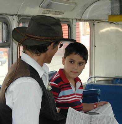 Driver of Double-decker Bus Explains Totems to our Grandson