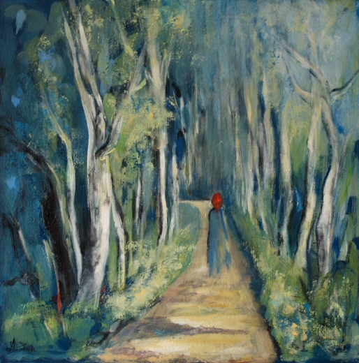 Birkenwald Leinwand 50x60 Acryl