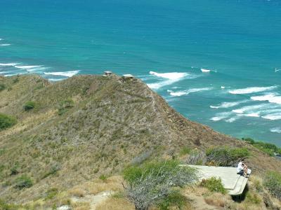 View  of Gun Emplacement Bunkers from the top of Diamond Head Summit