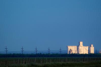 silo at dusk