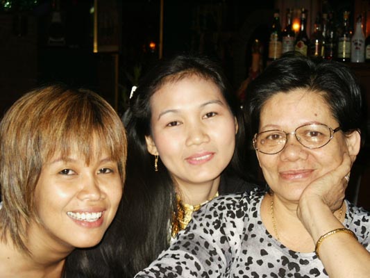 Joy, Tum, and Dang at The Wall, Bangkok