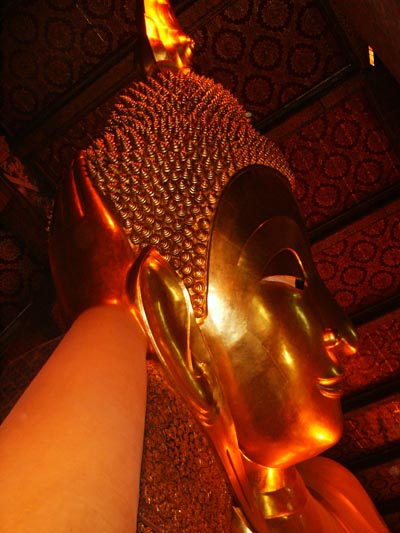 Giant reclining Buddha, Wat Pho, Bangkok, 45m/150ft long, 15m/50ft high