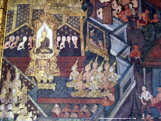 Detail of wall fresco, Wihan of Reclining Buddha, Wat Pho