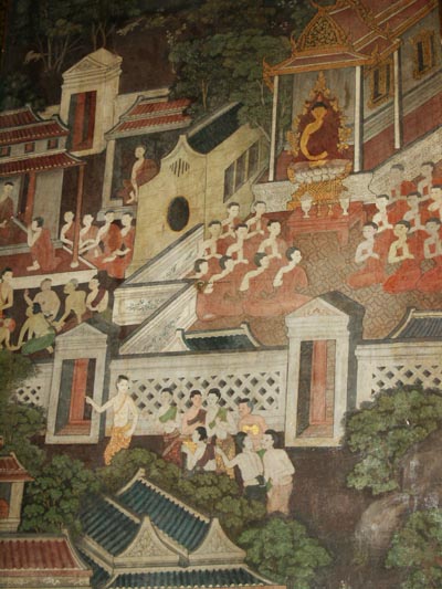 Detail of wall fresco, Temple of Reclining Buddha, Wat Pho