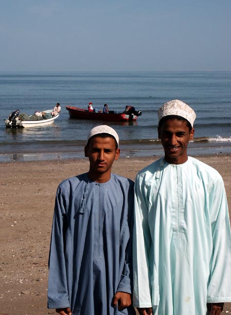 Young Omanis on the beach at Barka