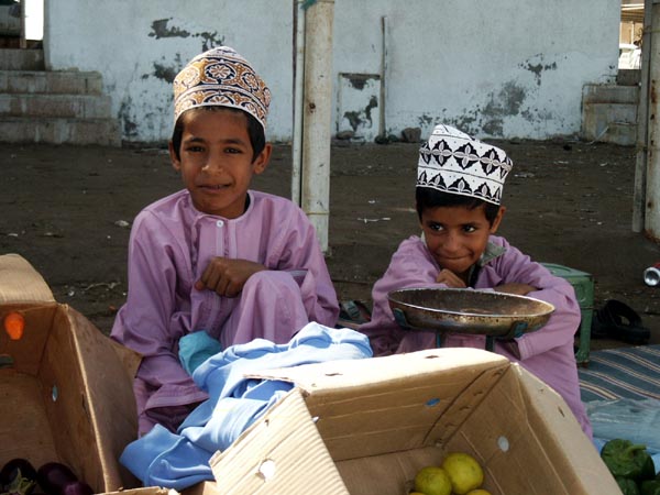2 young boys, Barka vegetable souk, Oman