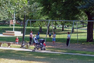 Children and Parents at Foster Park Playground