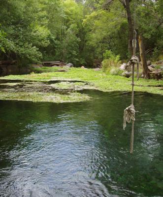 Pond with a useful rope