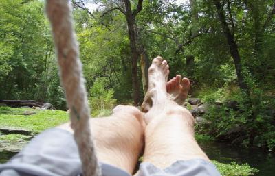 Rope-eye view of my feet