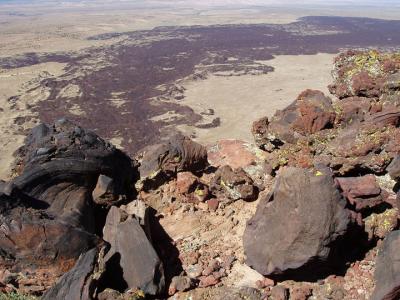 70,000 year old lava flow at the base of the crater