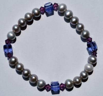 Gray pearls, Amethyst and Tanzanite