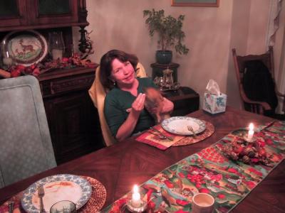 Mom + Chico at the dinner table 2.JPG
