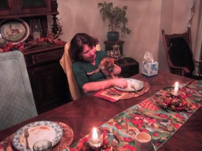 Mom + Chico at the dinner table.JPG