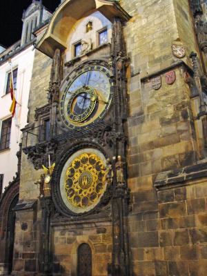 The famous astronomical clock in Prague's public square