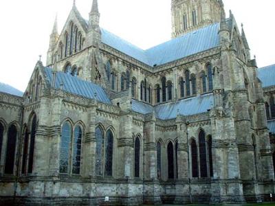 Salisbury Cathedral: Gothic style. Built in the 13th century.