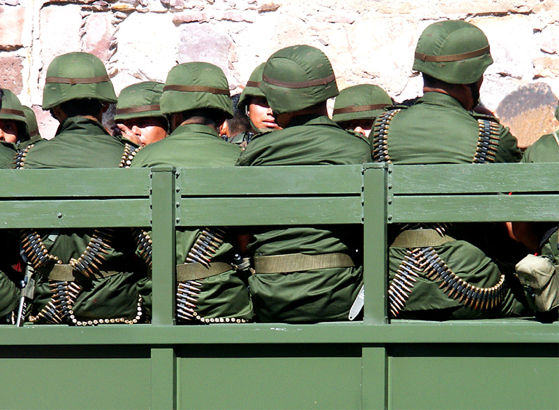 Soldiers preparing for Independence parade