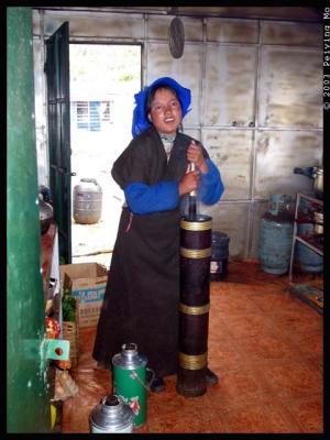 Making yak butter tea