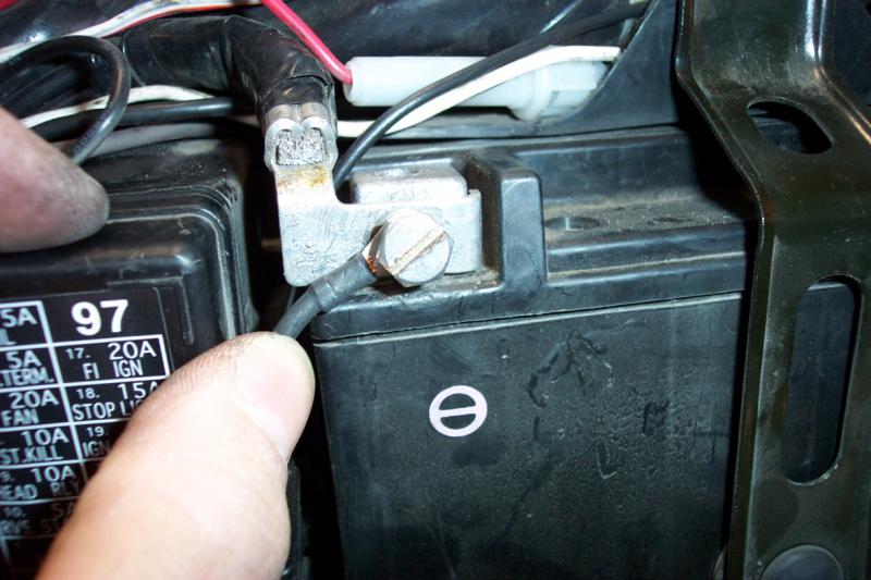 Here is the negative battery connection. Do the same for the positive side