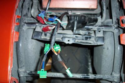 Pull the harness through back to the turn signal connectors