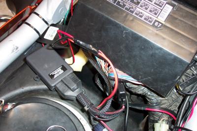 Here are the alarm and pager wires connected.  I choose to solder and heat shrink them