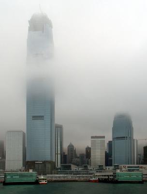 International Finance Centre Building in the Clouds