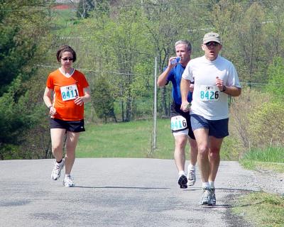 Christine running w/Dave at end of 6th leg