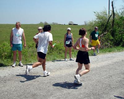 Christine handing off to Jon at 9th exchange