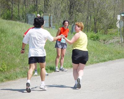 Jon handing off to Peggy at 10th exchange