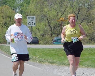 Dave running w/Peggy at end of 11th leg