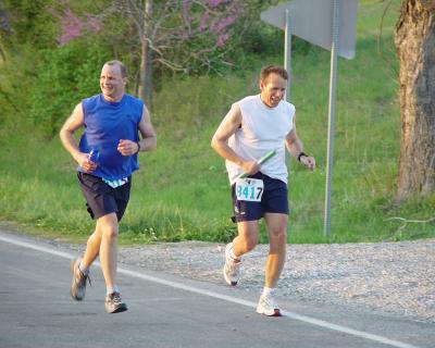 Jeff running w/Garry on 23rd leg