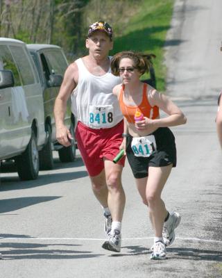 Terry handing off to Christine at 8th exchange