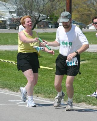 Peggy handing off to Greg at 11th exchange