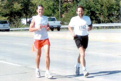 Tim Bott and Greg running Lewis and Clark 1/2 and Full Marathon