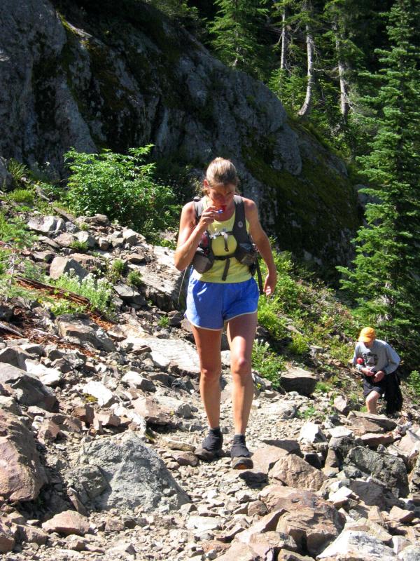 Stacey on the rocky section