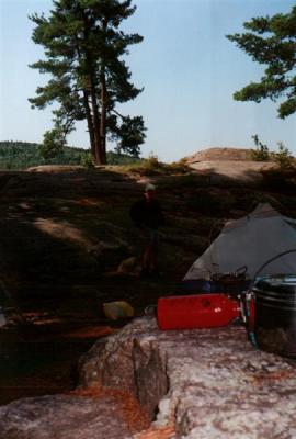 MSR Wisperlight stove on rock...
