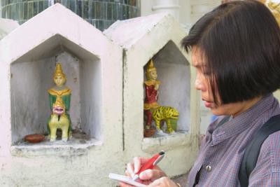 Miniature Buddhas, each representing the day in a week