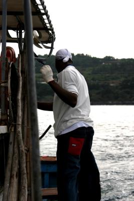 Kingsley on the boat