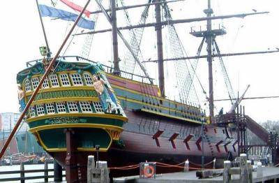 Replica of the 1749 VOC ship, which ran aground on the coast of England
