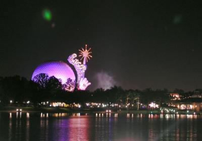 EPCOT Sphere at night - as seen from the Japan showcase