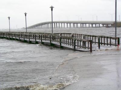 Storm surge at Eau Gallie Pier.