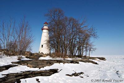 Marblehead Lighthouse on a frozen Lake Erie