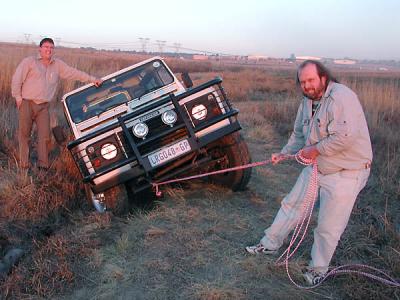 Ron tries his hand in pulling the Landy out...