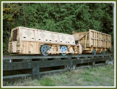 Underground mining locomotive.