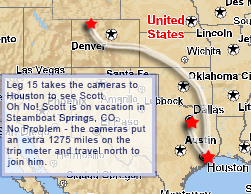 Leg 15: Mansfield TX to Houston TX to Steamboat Springs, CO  - 1514 miles