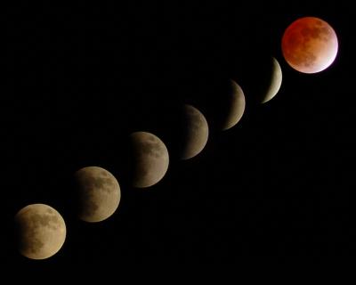 Lunar Eclipse Composite - Orange Eclipsed Moon