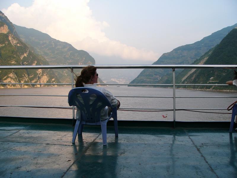 Jackie watching the gorges go by