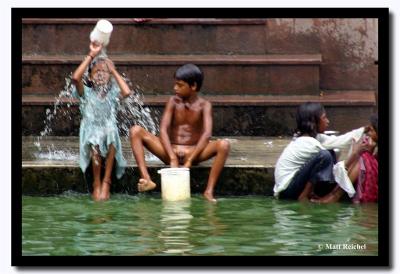 Poor Children Take a Holy Bath, Kolkata