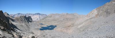 Panorama of Dusy Basin from Thunderbolt Pass